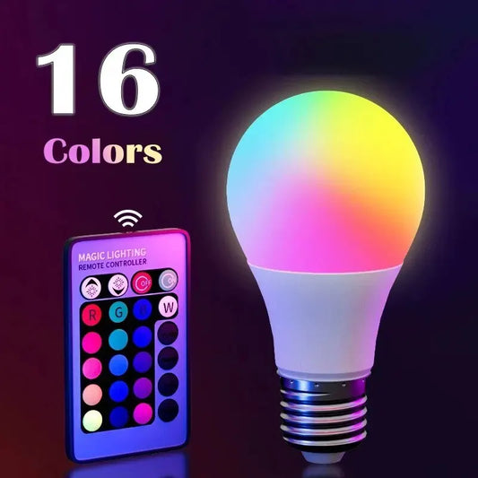 Żarówka LED RGB E27 16 Kolorów z Pilotem – Ściemnialna 8W